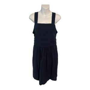 LOFT Outlet Dress Navy Blue Sleeveless Square Neck Pockets Sash Size 6 NWT